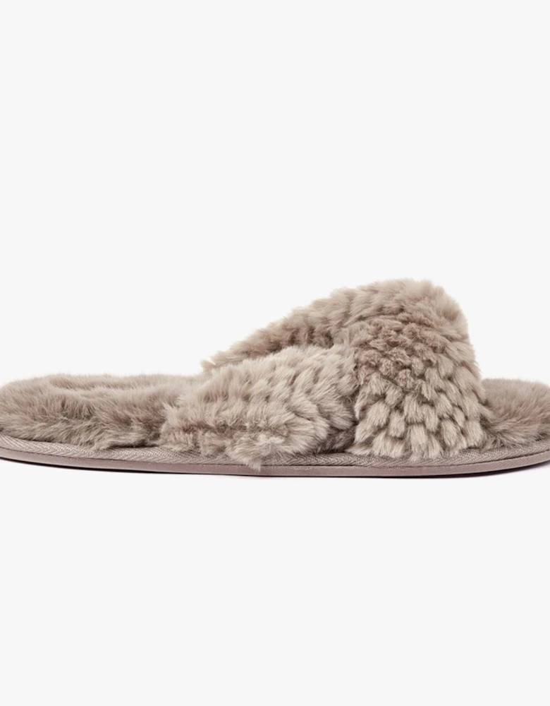 NICKI Womens Faux Fur Slipper Sliders Gingerbread