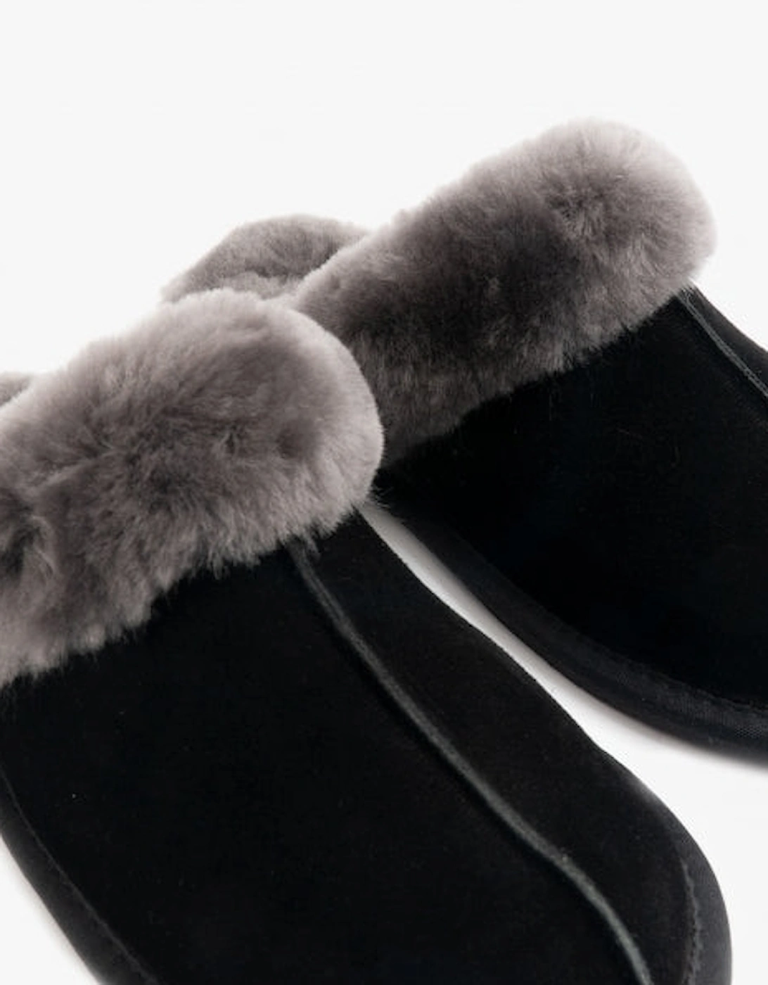 AYLA Womens Real Sheepskin Mule Slippers Black