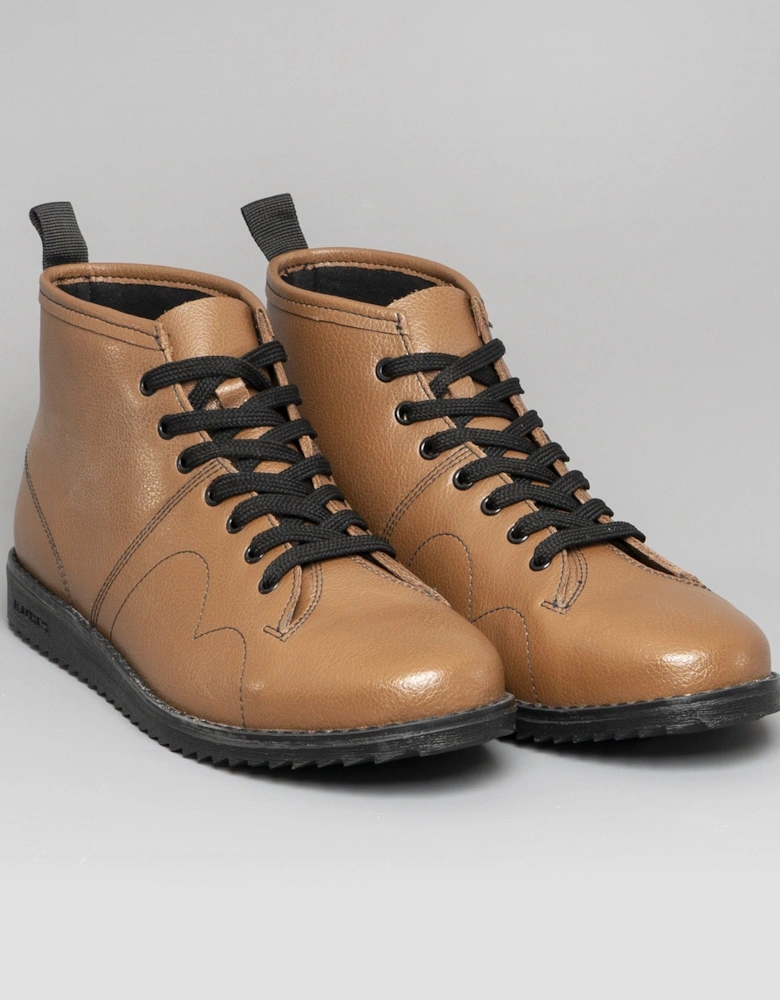 1960 Unisex Leather Monkey Boots Tan/Black