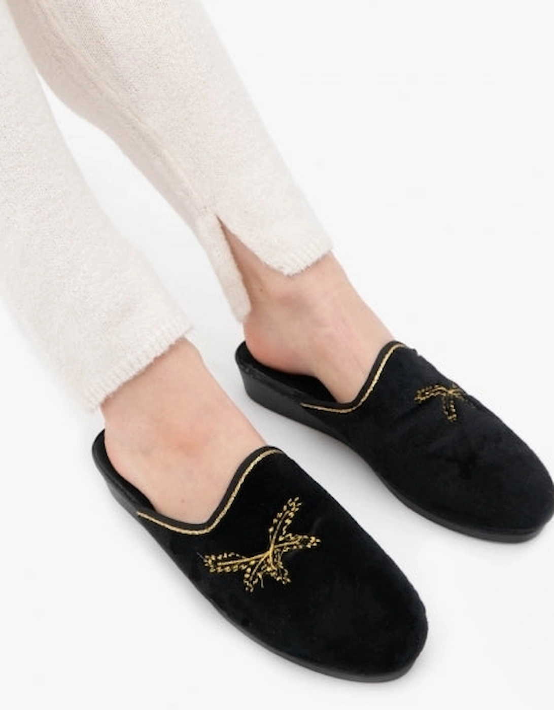 THERESA Womens Mule Slippers Black