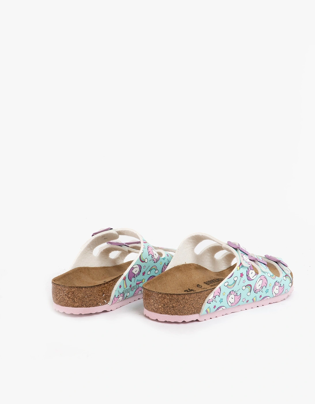 FLORIDA 1018845 (Reg) Girls Birko-Flor Three Strap Sandals Unicorn Seafoam