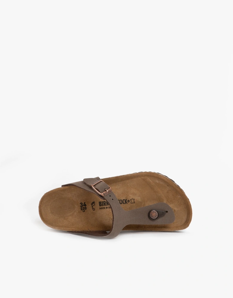 1002362 (Reg) Kids Birko-Flor Nubuck Toe Post Sandals Mocha