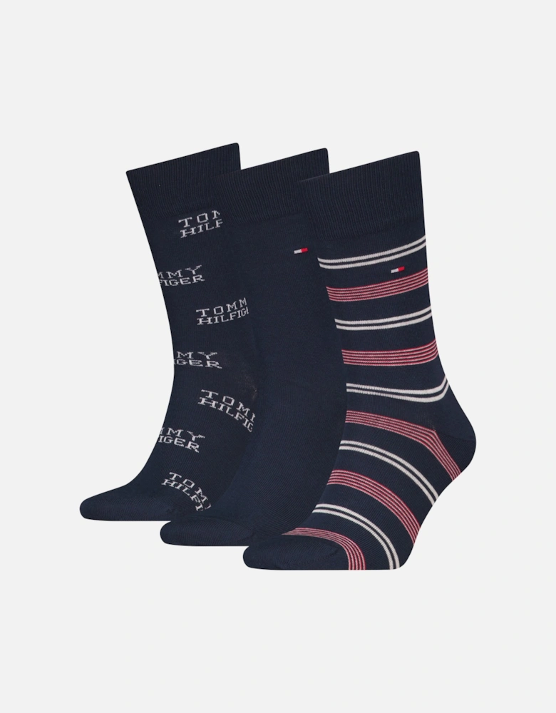 3 Pack Giftboxed Classic Mens Crew Socks Navy