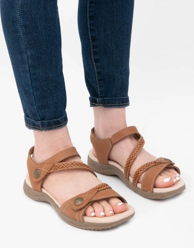 Free Spirit MALIBU Womens Leather Touch Fasten Sandals Walnut