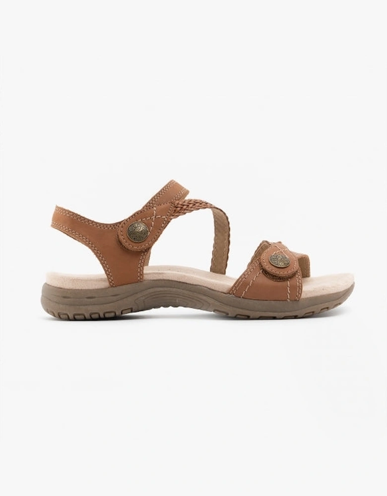 Free Spirit MALIBU Womens Leather Touch Fasten Sandals Walnut