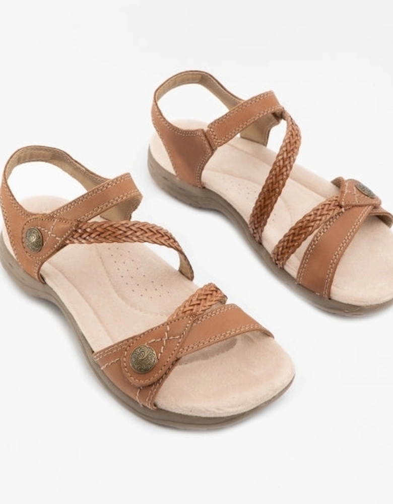 Free Spirit MALIBU Womens Leather Touch Fasten Sandals Walnut