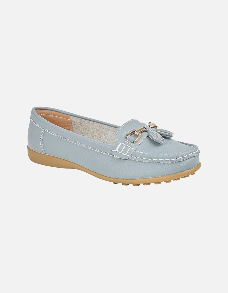 CAMILLA Womens Leather Tassle Loafers Baby Blue