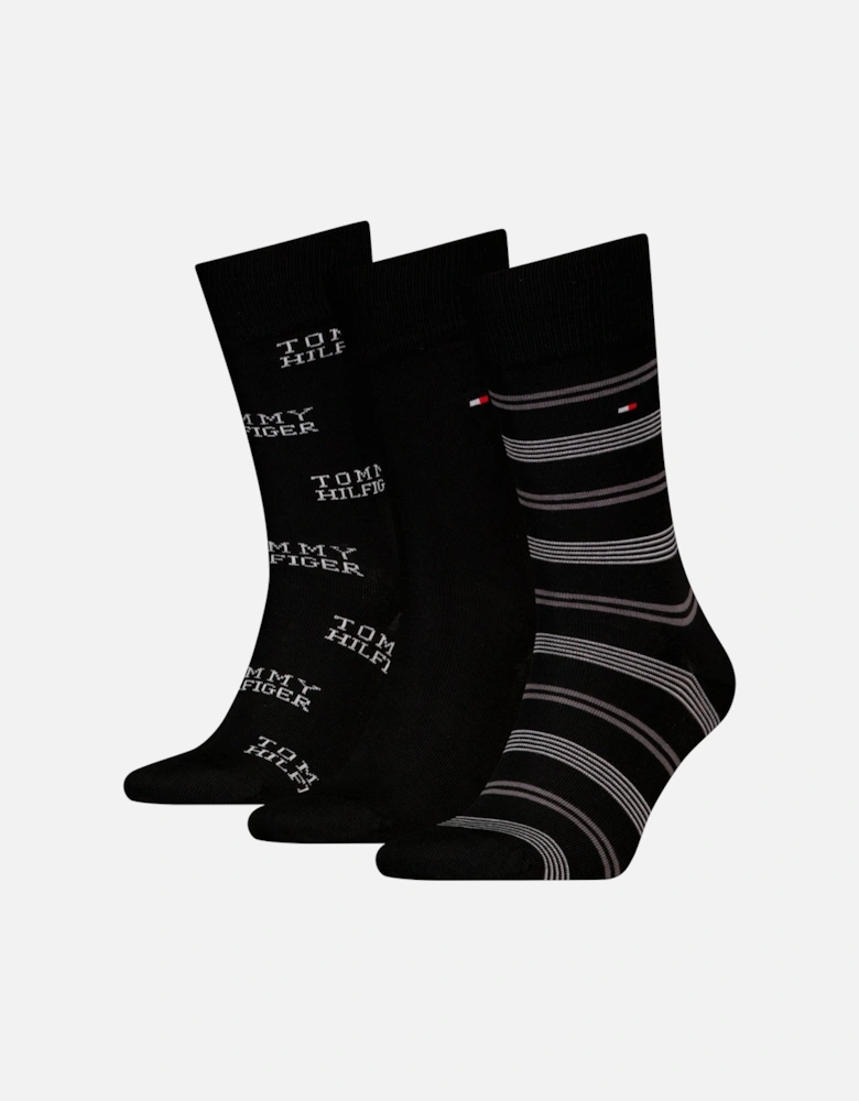 3 Pack Giftboxed Classic Mens Crew Socks Black