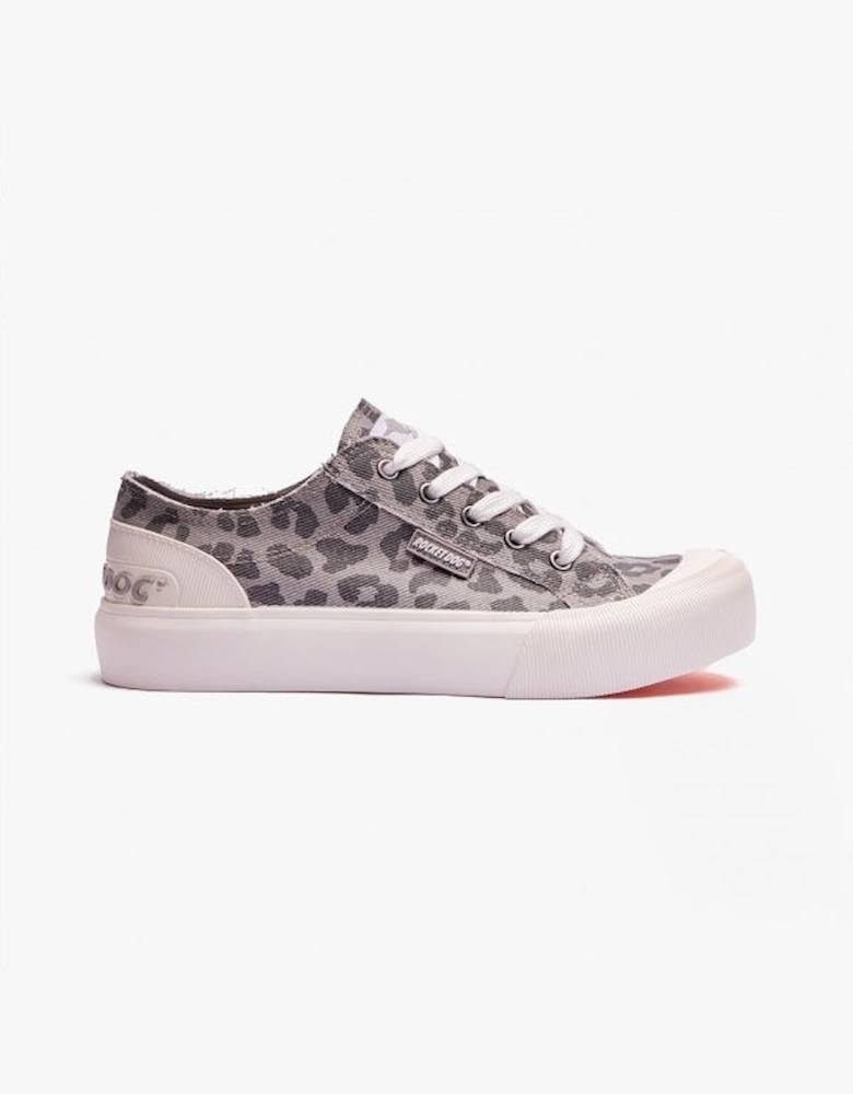 JAZZIN PLUS Womens Leopard Platform Trainers Grey