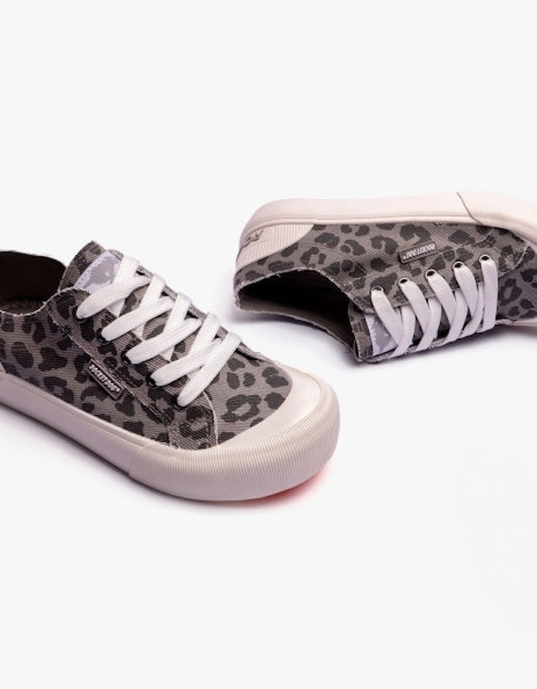 JAZZIN PLUS Womens Leopard Platform Trainers Grey