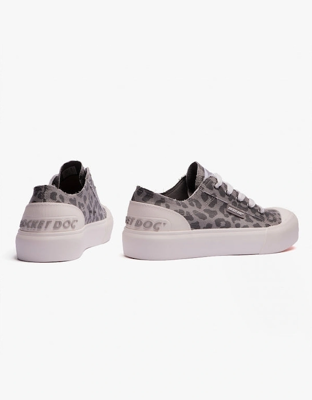 JAZZIN PLUS Womens Leopard Platform Trainers Grey