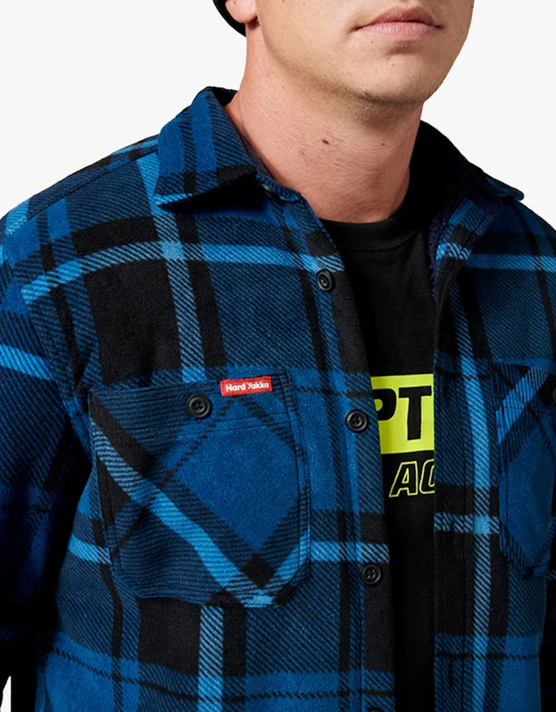 QUILTED FLANNEL Mens Shirt Jacket Blue