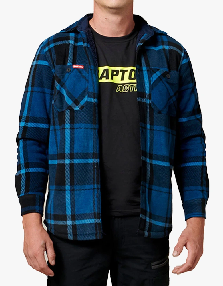 QUILTED FLANNEL Mens Shirt Jacket Blue