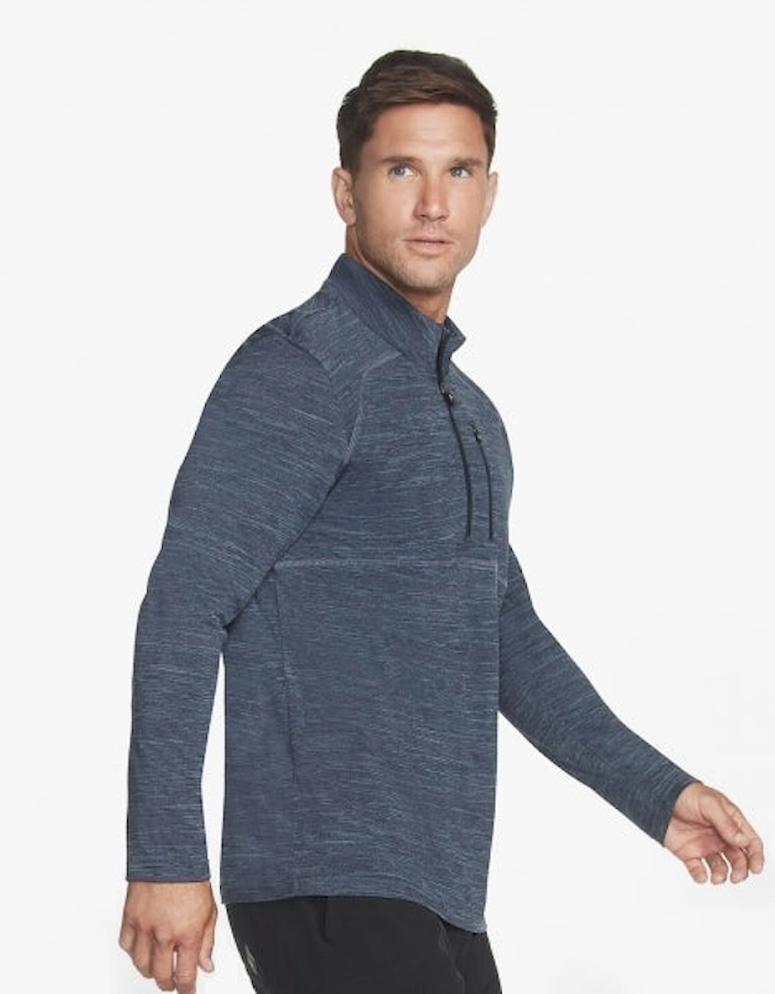 M2LT96/BLGY ON THE ROAD Mens 1/4 Zip Top Smoke Blue/Blue Iris