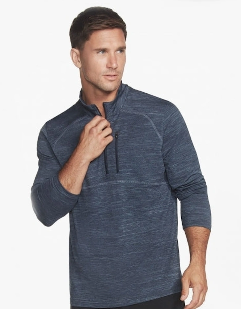 M2LT96/BLGY ON THE ROAD Mens 1/4 Zip Top Smoke Blue/Blue Iris