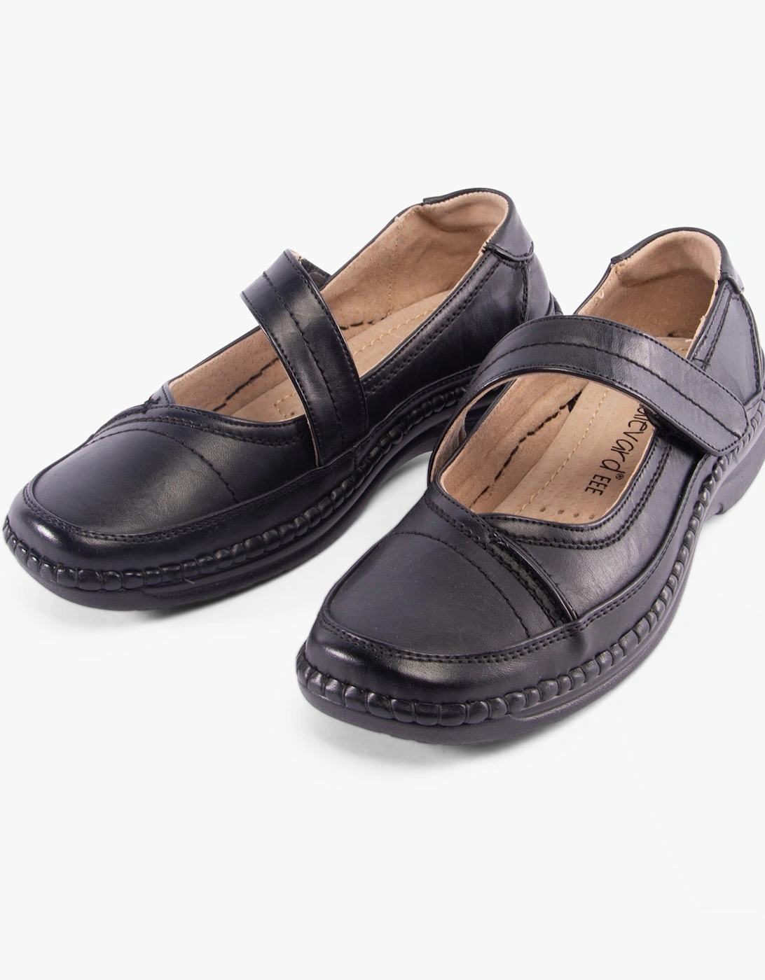 BARB Womens Extra Wide Mary Jane Shoes Black