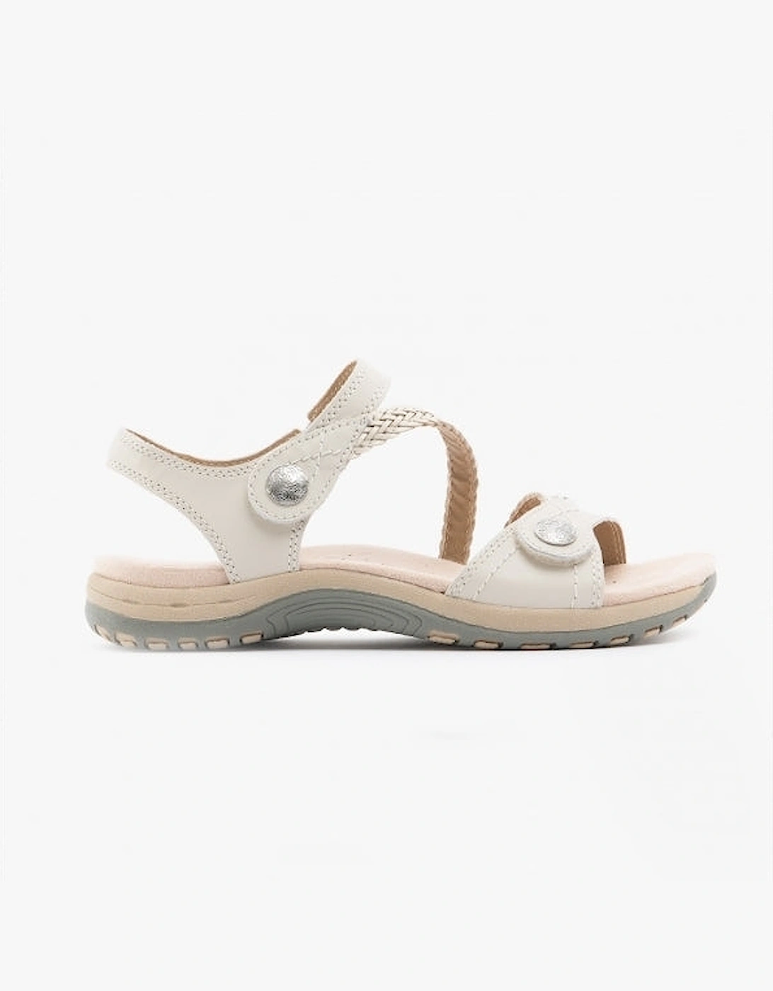 Freespirit Women's Free Spirit MALIBU Womens Leather Touch Fasten Sandals Sand White - Size: 6