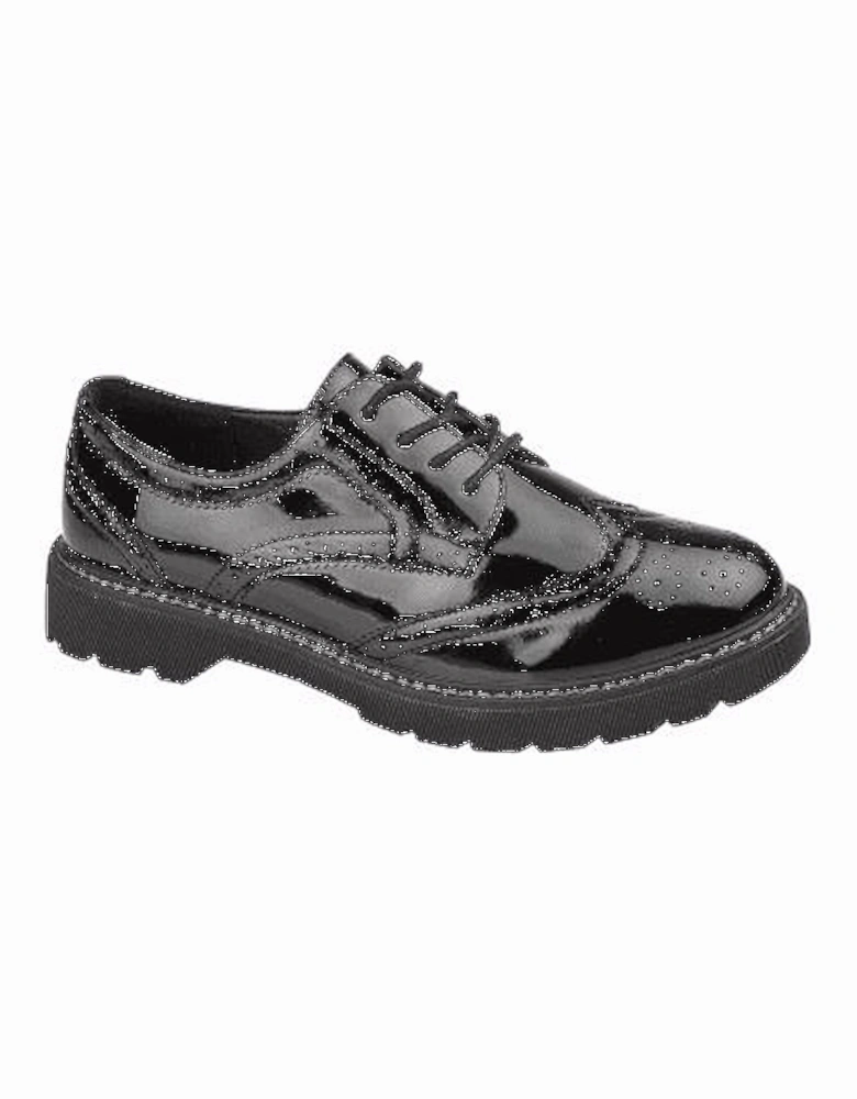 L963AP Womens Patent Brogue Shoes Black Patent