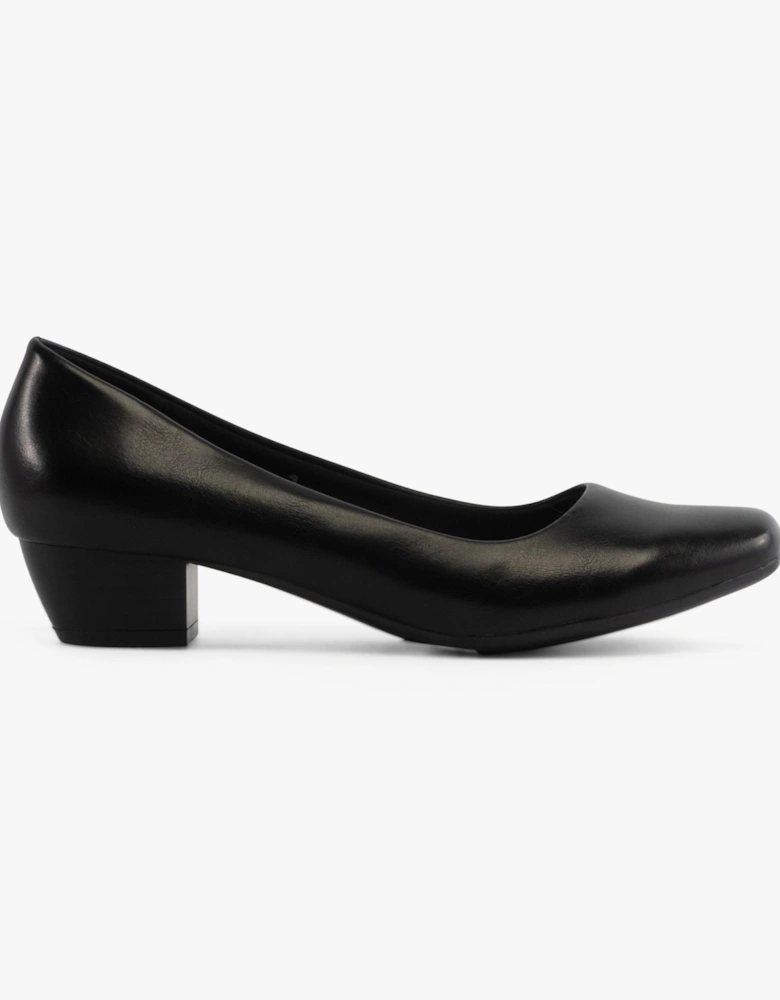 LORETTA Womens Faux Leather Court Shoes Black