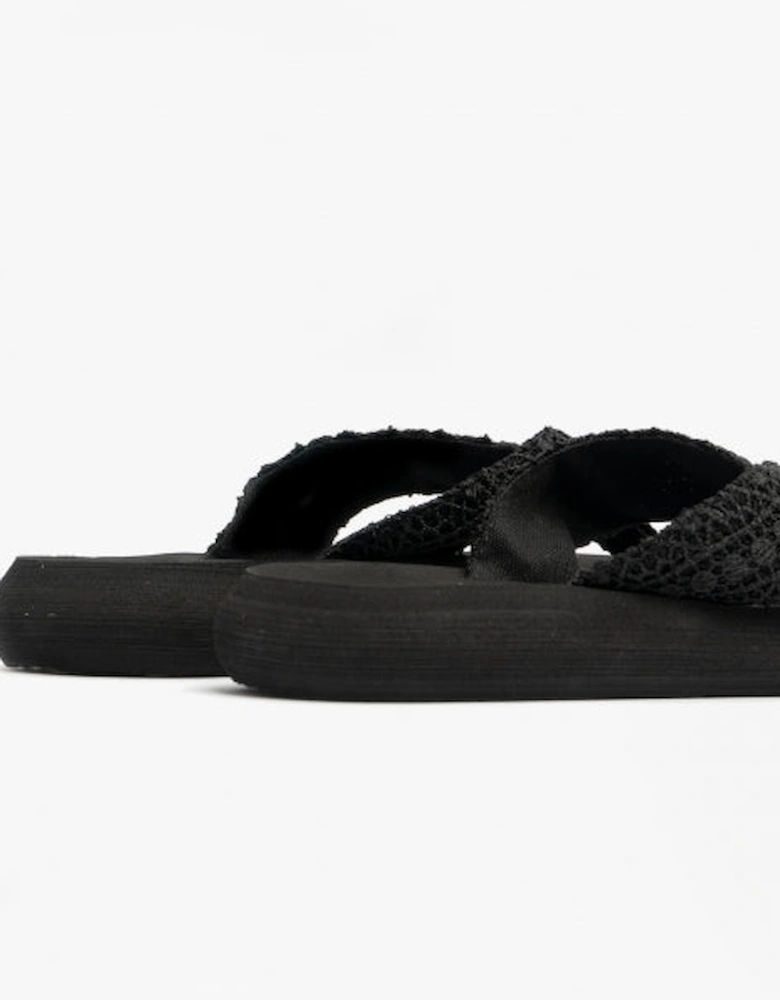 SPOTLIGHT LIMA CROCHET Womens Flip Flops Black