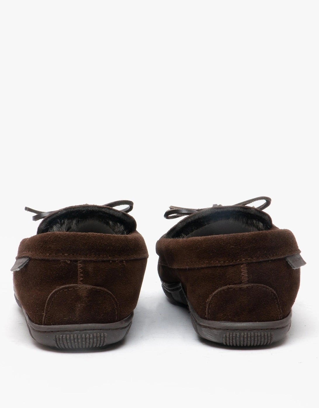 ACE Mens Suede Moccasin Slippers Brown