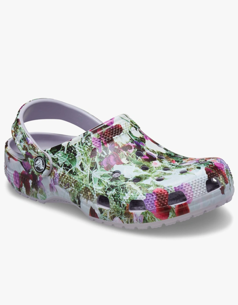 210398-5PS CLASSIC PHOTOREAL FLORAL Womens Clogs Mauve Mist