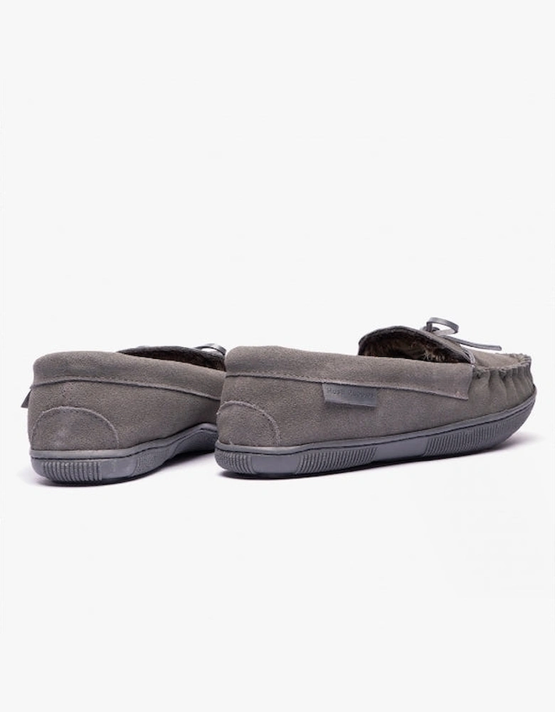 ACE Mens Suede Slippers Grey