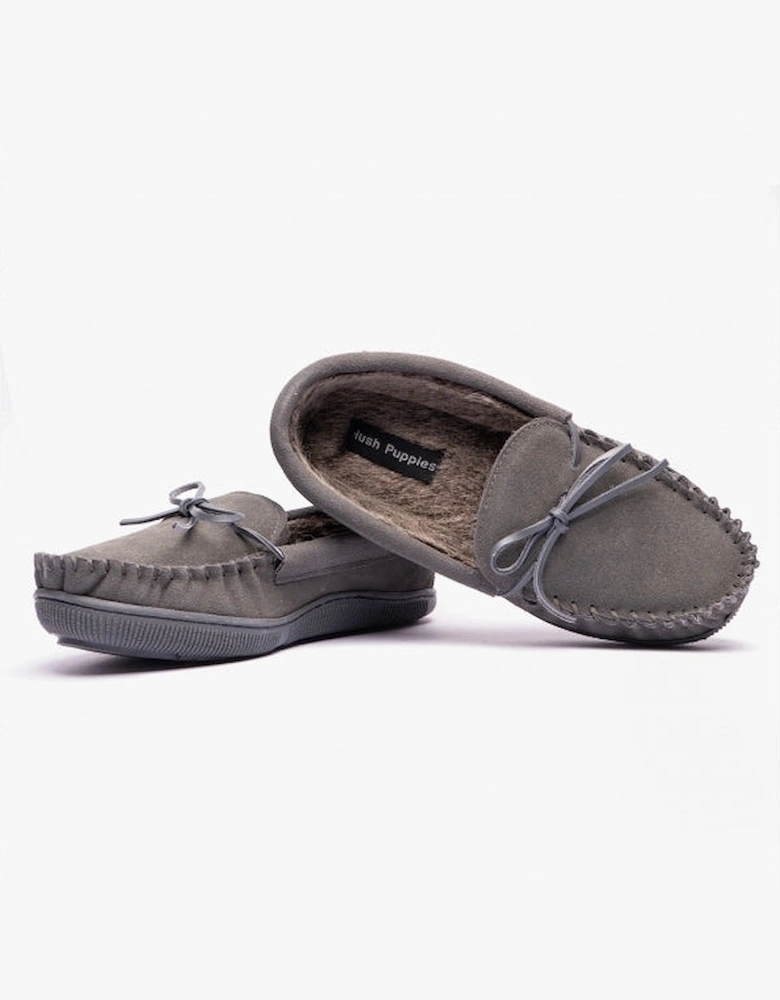 ACE Mens Suede Slippers Grey