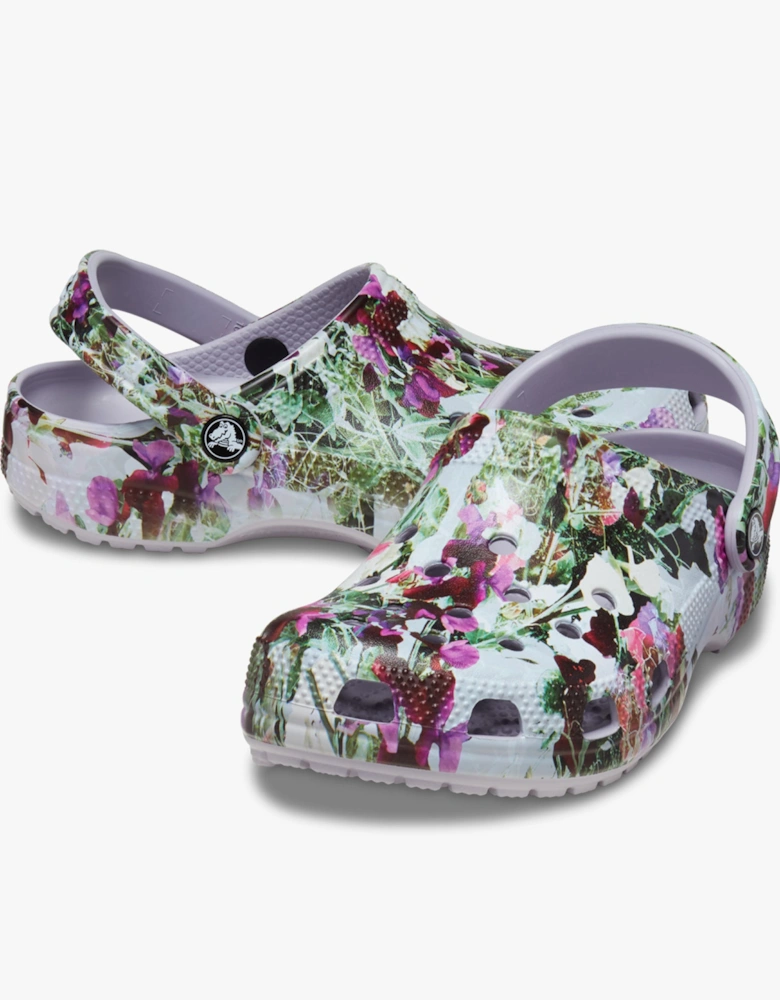 210398-5PS CLASSIC PHOTOREAL FLORAL Womens Clogs Mauve Mist