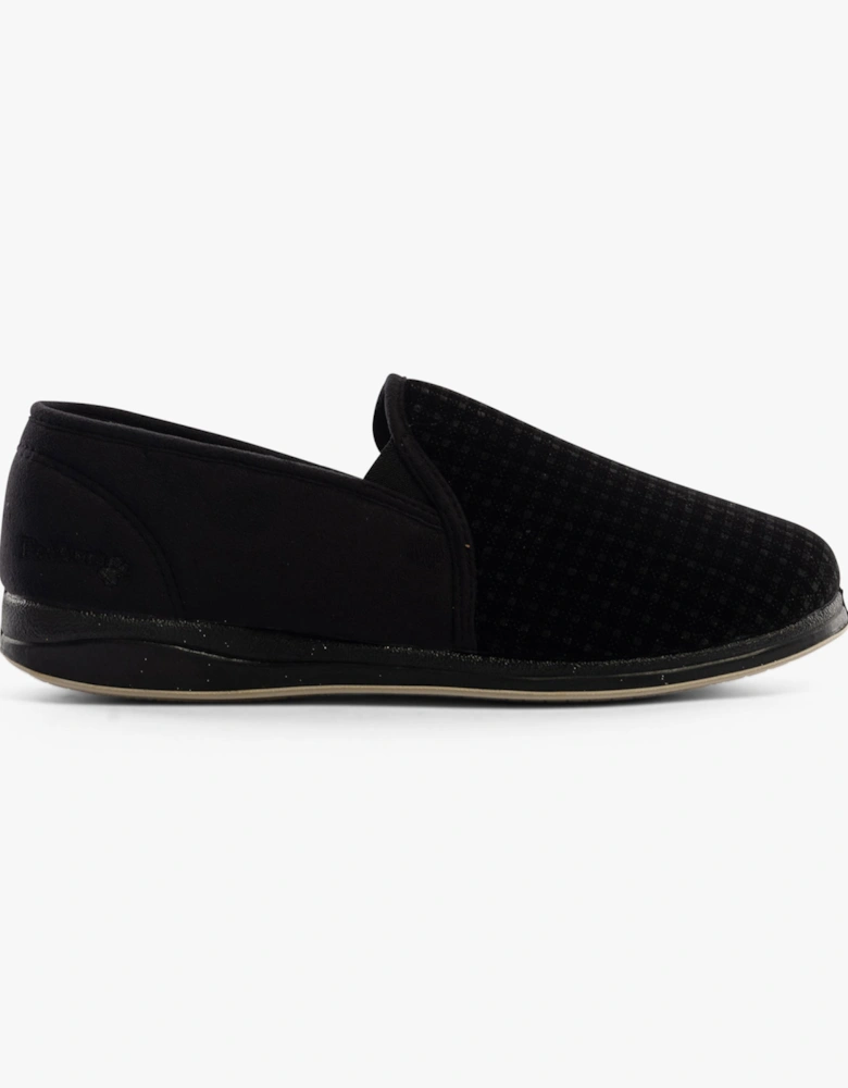 ALBERT Mens (G Fit) Full Slippers Black Check