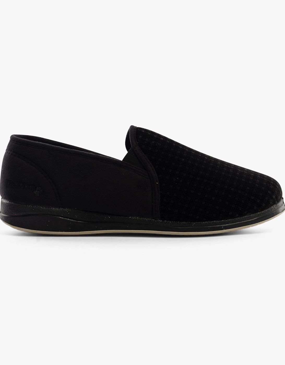 ALBERT Mens (G Fit) Full Slippers Black Check, 7 of 6