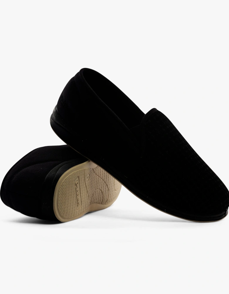 ALBERT Mens (G Fit) Full Slippers Black Check