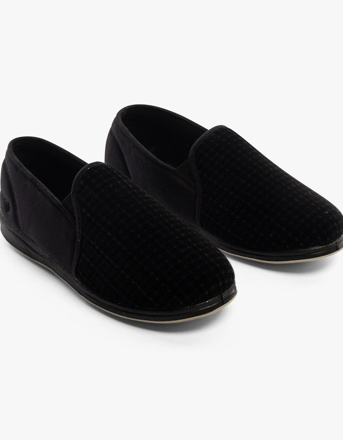 ALBERT Mens (G Fit) Full Slippers Black Check