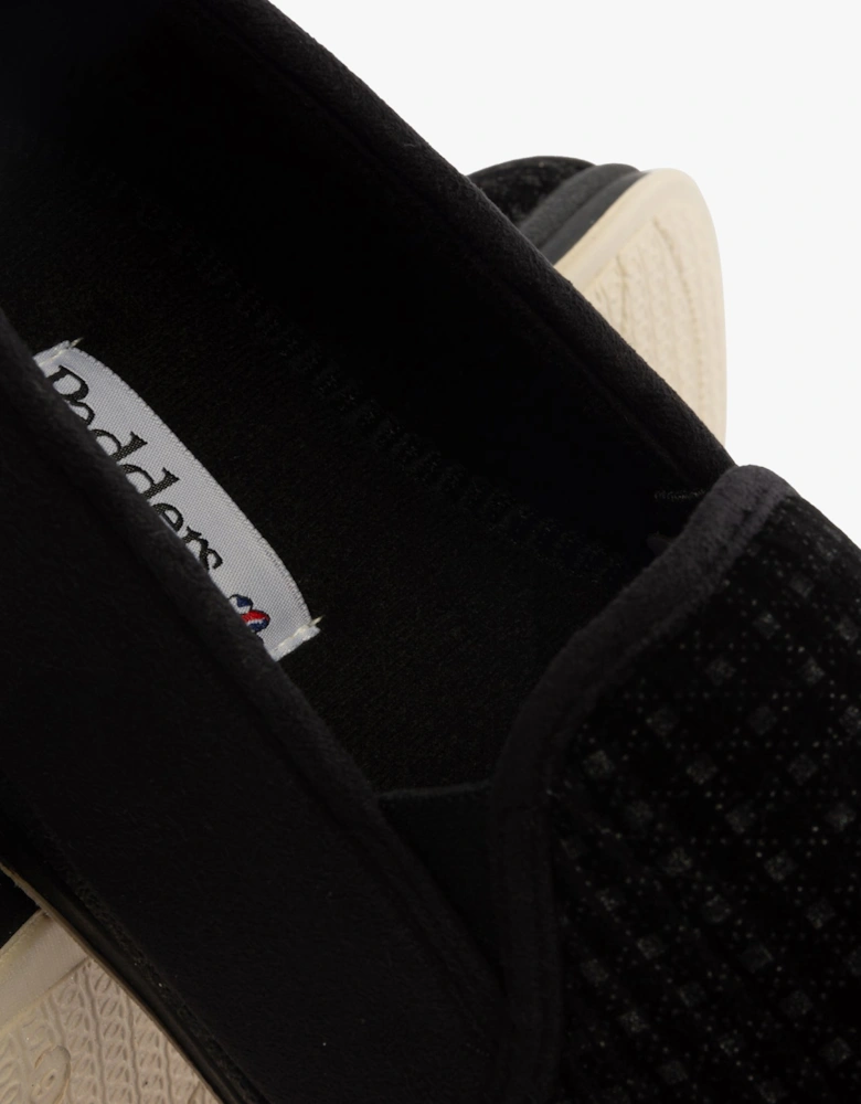 ALBERT Mens (G Fit) Full Slippers Black Check