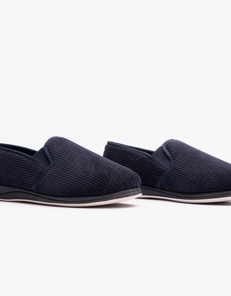 ALBERT Mens (G Fit) Full Slippers Corduroy Navy