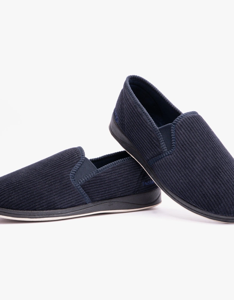 ALBERT Mens (G Fit) Full Slippers Corduroy Navy