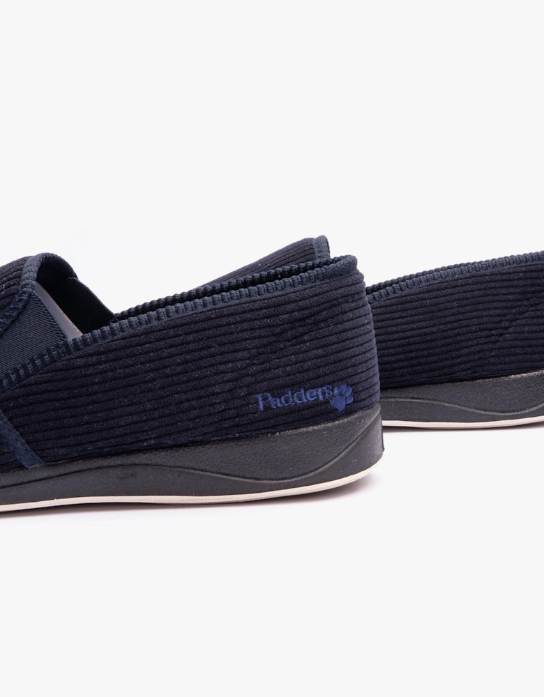 ALBERT Mens (G Fit) Full Slippers Corduroy Navy