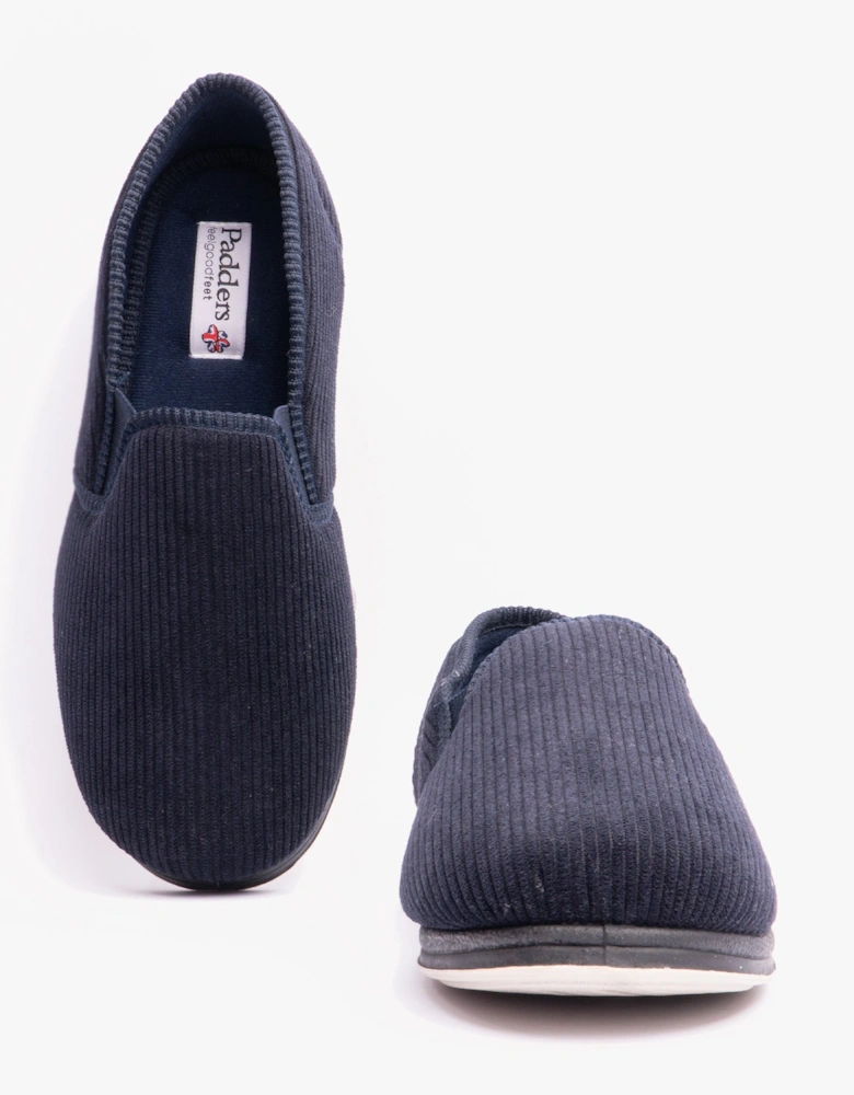 ALBERT Mens (G Fit) Full Slippers Corduroy Navy