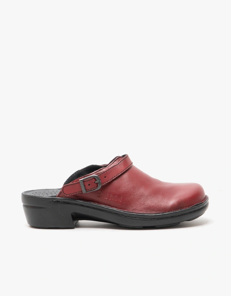 BETSY Womens Leather Mule Clogs Hibiscus