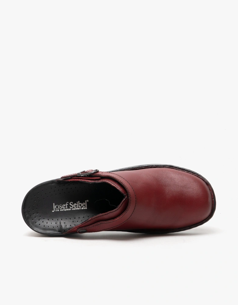 BETSY Womens Leather Mule Clogs Hibiscus