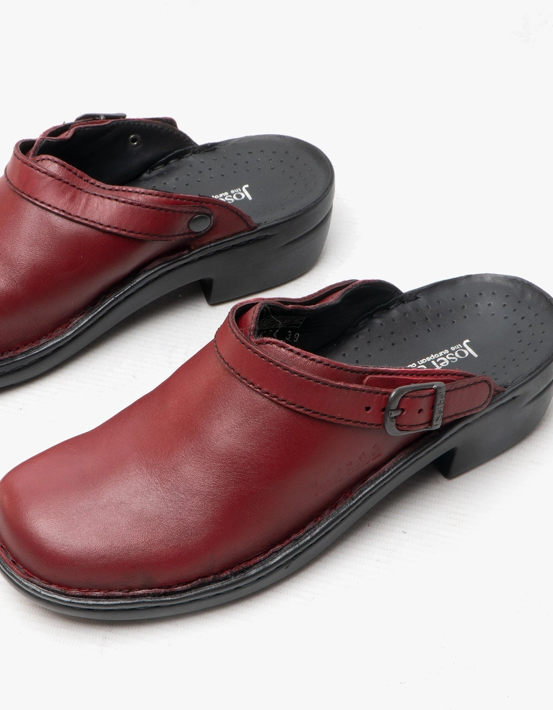 BETSY Womens Leather Mule Clogs Hibiscus