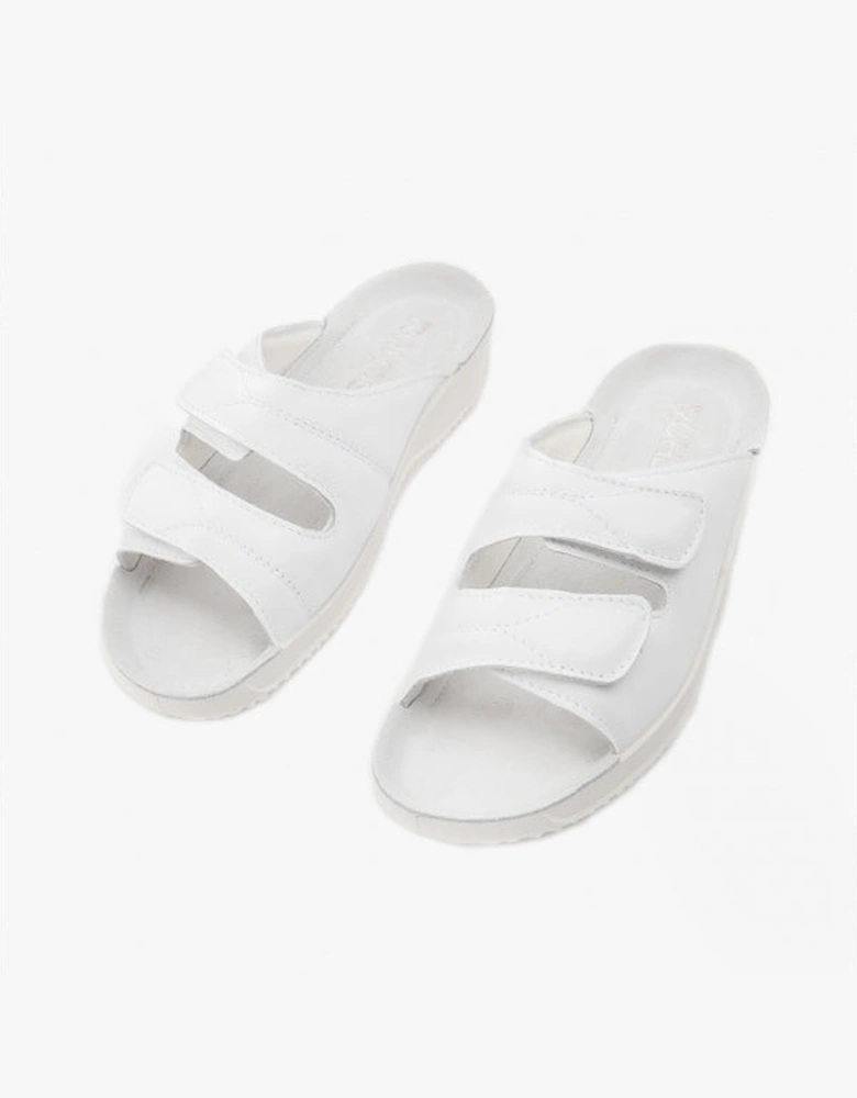 1940 Womens Leather Mule Sandals White