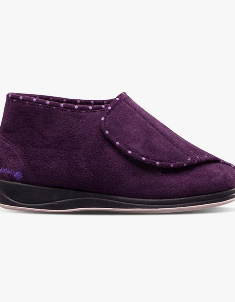 CHERISH Womens (EE Fit) Touch Fasten Boot Slippers Purple