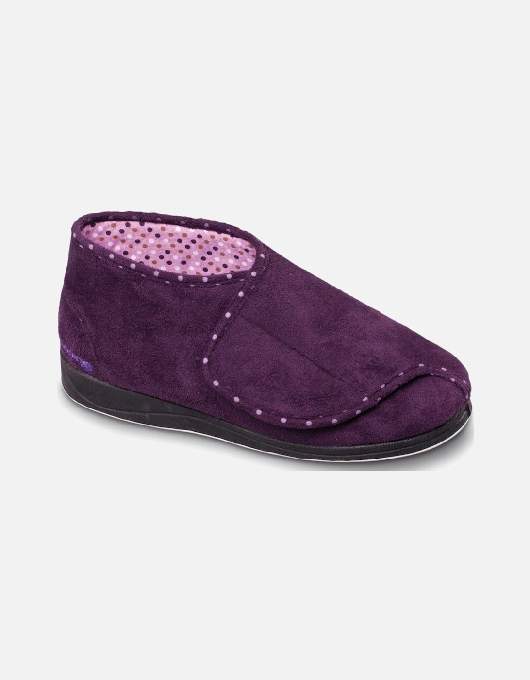 CHERISH Womens (EE Fit) Touch Fasten Boot Slippers Purple