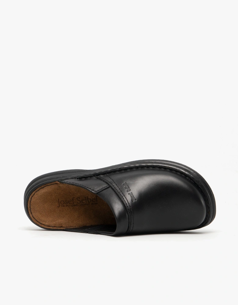 MAX Mens Leather Mule Clogs Black