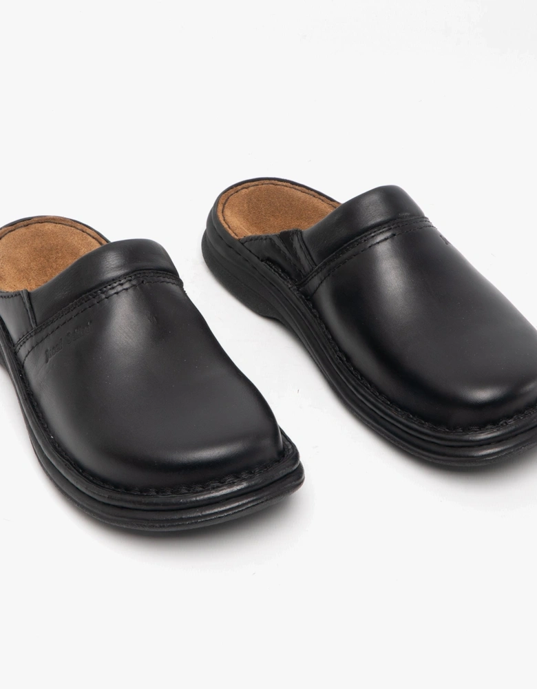 MAX Mens Leather Mule Clogs Black