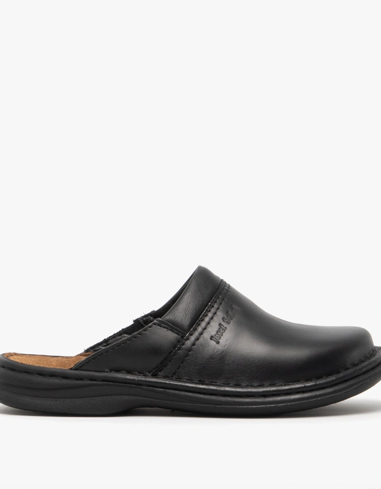 MAX Mens Leather Mule Clogs Black