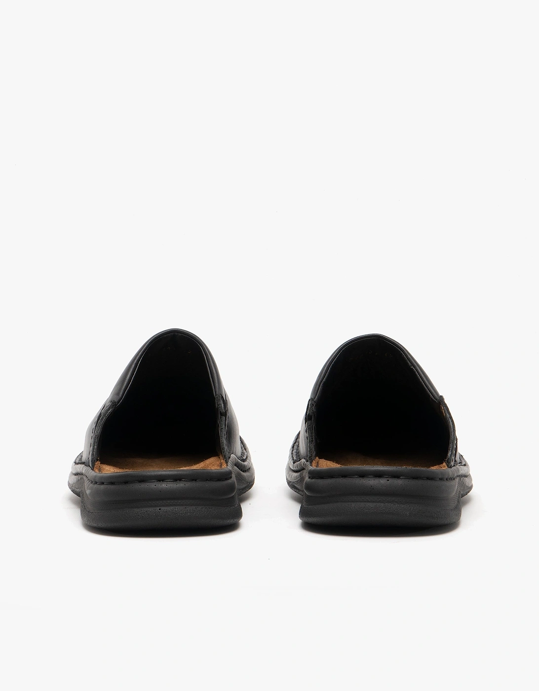 MAX Mens Leather Mule Clogs Black