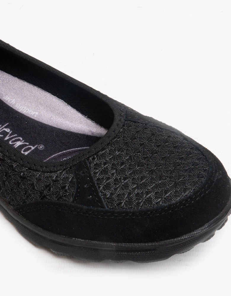 L9548A Womens Memory Foam Slip On Trainers Black