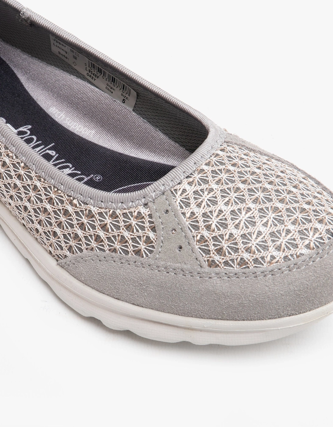 L9548F Womens Memory Foam Slip On Trainers Grey